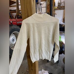 Ashley Hill Cream & Gold Sparkly Long Sleeve Sweater